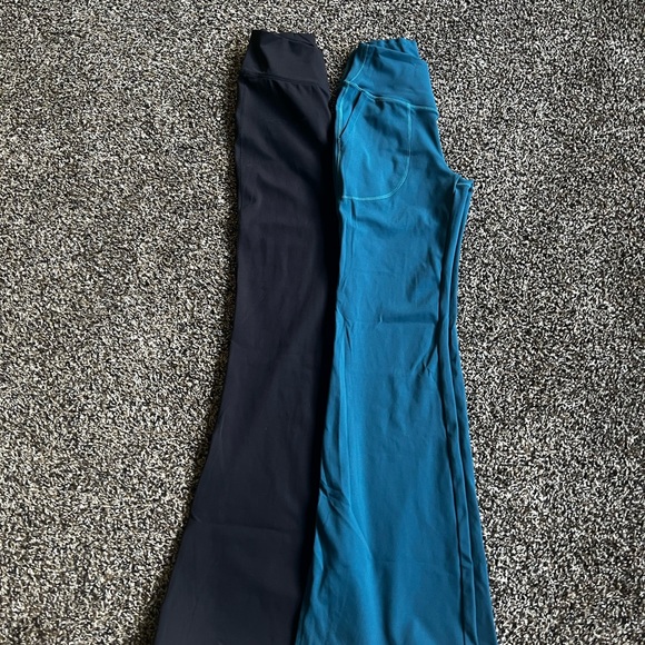 None Pants - Black and Teal Leggings